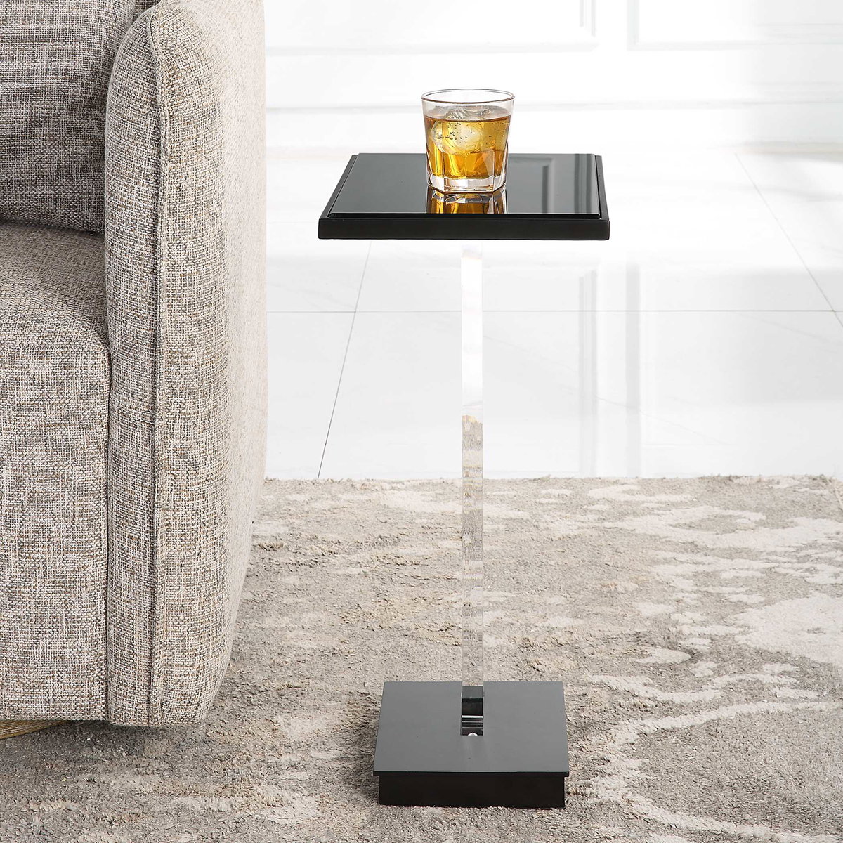 Angle Contemporary Accent Table, Side & End Table by Uttermost, 12.5" width x 22.75" height x 9.62" depth View 4