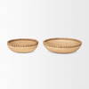 Wendell Light Brown Wood with Wood Bead Round Bowls, Decorative Bowl by Mercana, 12" length x 12" width x 3" height thumbnail 4