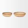 Wendell Light Brown Wood with Wood Bead Round Bowls, Decorative Bowl by Mercana, 12" length x 12" width x 3" height thumbnail 4
