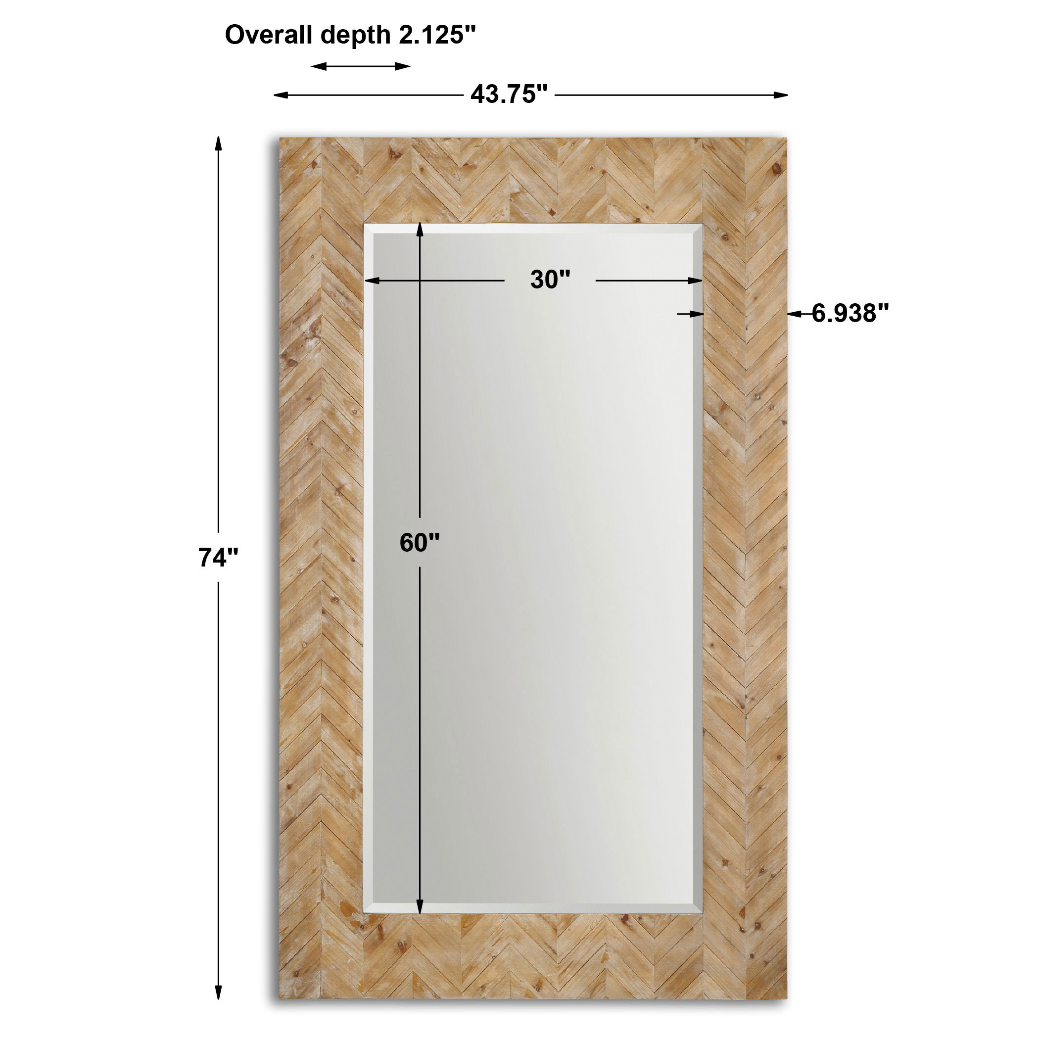 Demetria Oversized Wooden Mirror, by Uttermost, 43.75" width x 74" height x 2.12" depth View 3