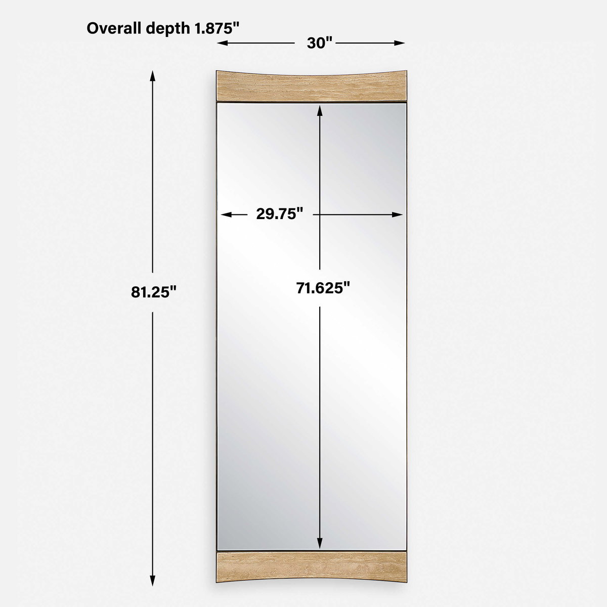 Russo Oversized Modern Mirror, by Uttermost, 30" width x 81.25" height x 1.87" depth View 3