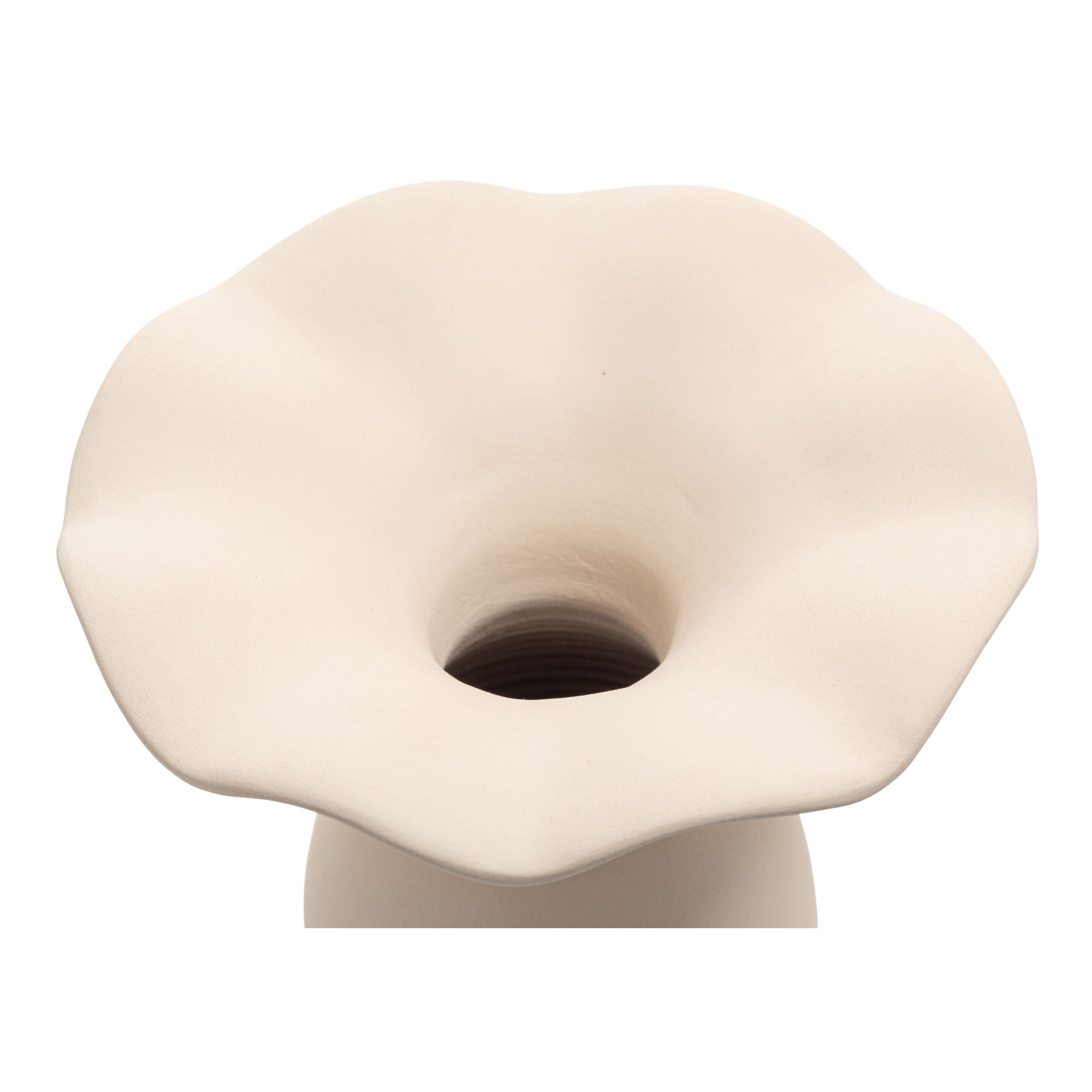 Ruffle 16in Decorative Vessel Ecru large image 