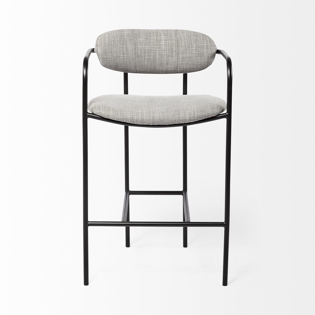 Parker Backless 36in Seat Counter Stool | Gray Fabric with Black Metal, Counter & Bar Stool by Mercana, 19" length x 19.75" width x 36" height View 7