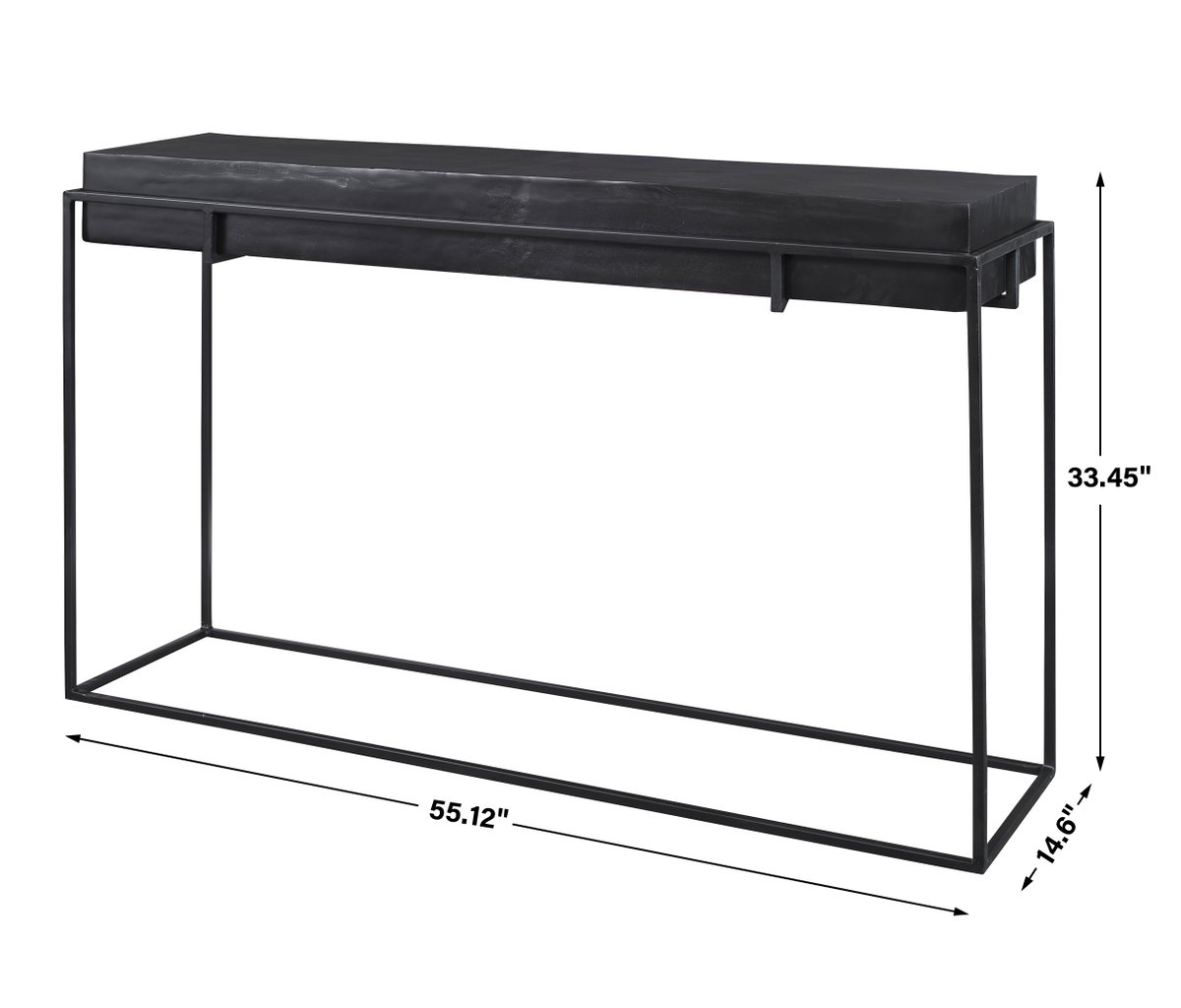 Telone Modern Black Console Table, by Uttermost, 55.12" width x 33.45" height x 14.6" depth View 3