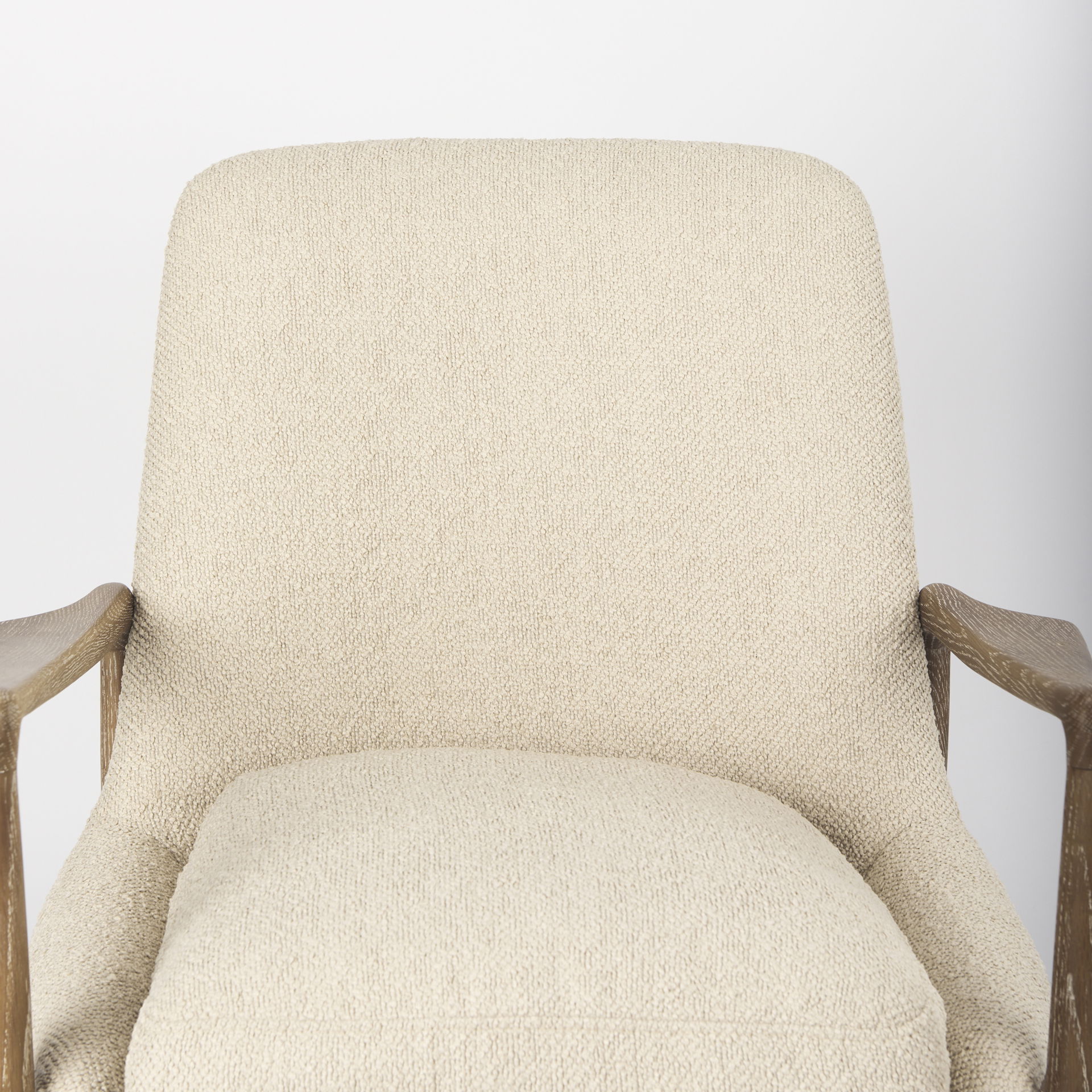 Westan Cream Boucle Fabric with Light Brown Wood Accent Chair large image 