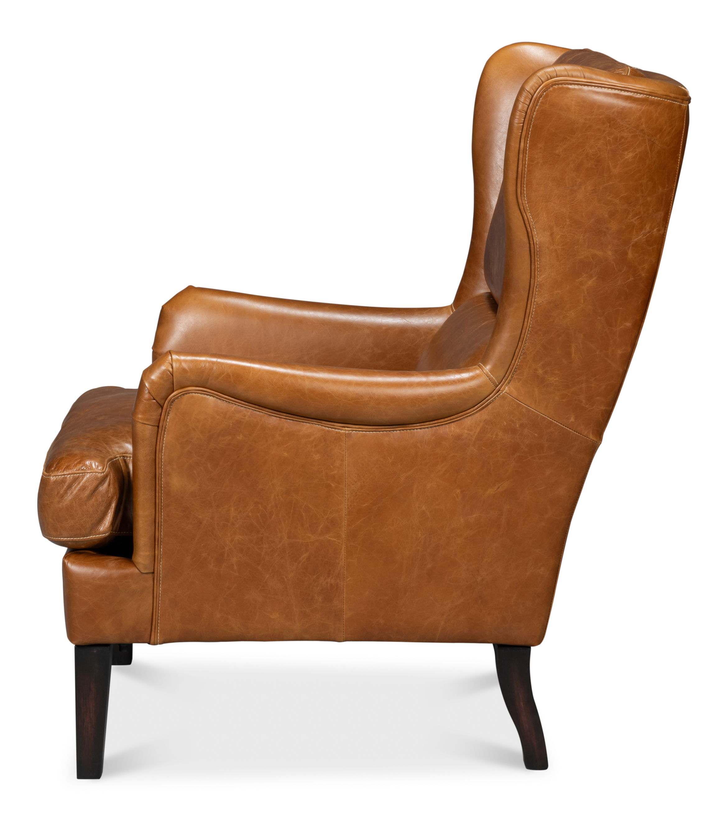 Elite Wing Lounge Chair, Cuba Brown, Seating by Sarreid, 28" length x 36" width x 40" height View 9