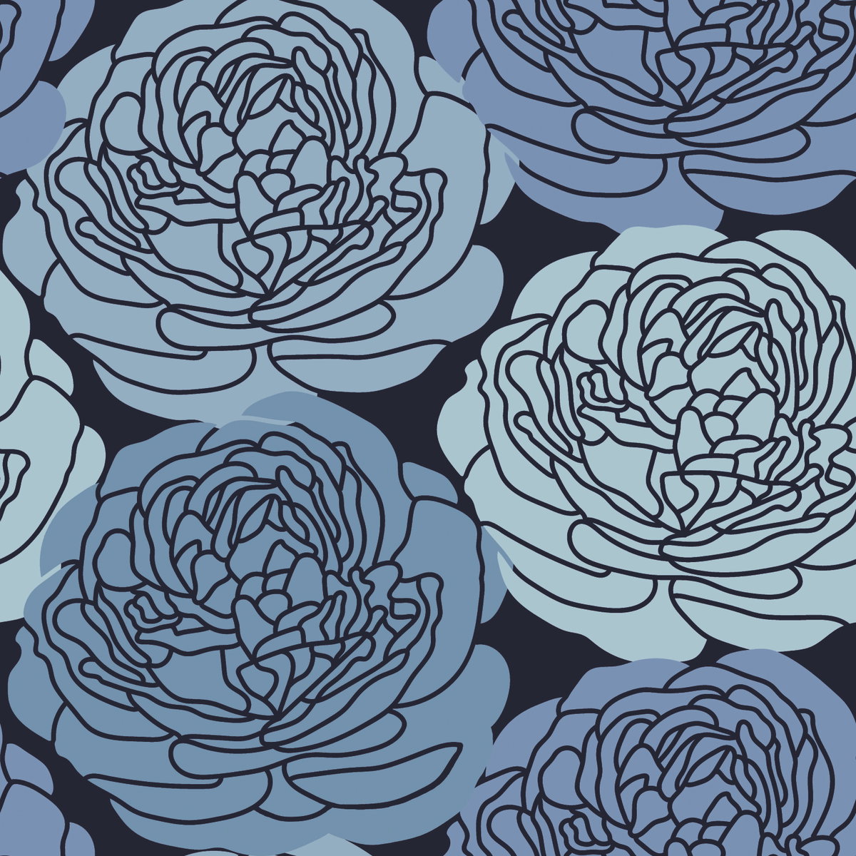Bed Of Roses Blue Peel & Stick Wallpaper, by York Wall, 18'10.8" length x 1'6" width x 0.02" depth