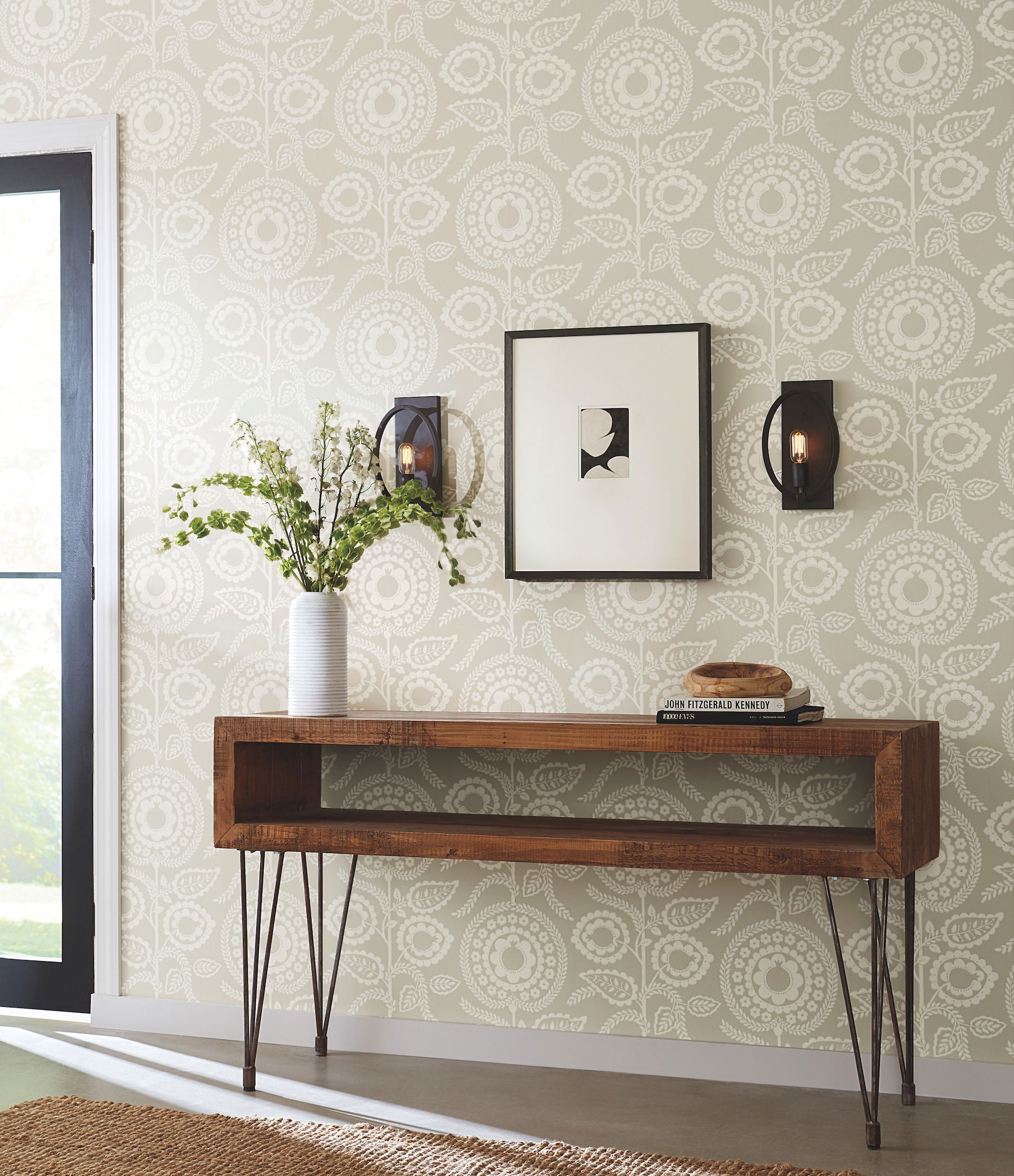 Pomegranate Bloom Off White Wallpaper large image 