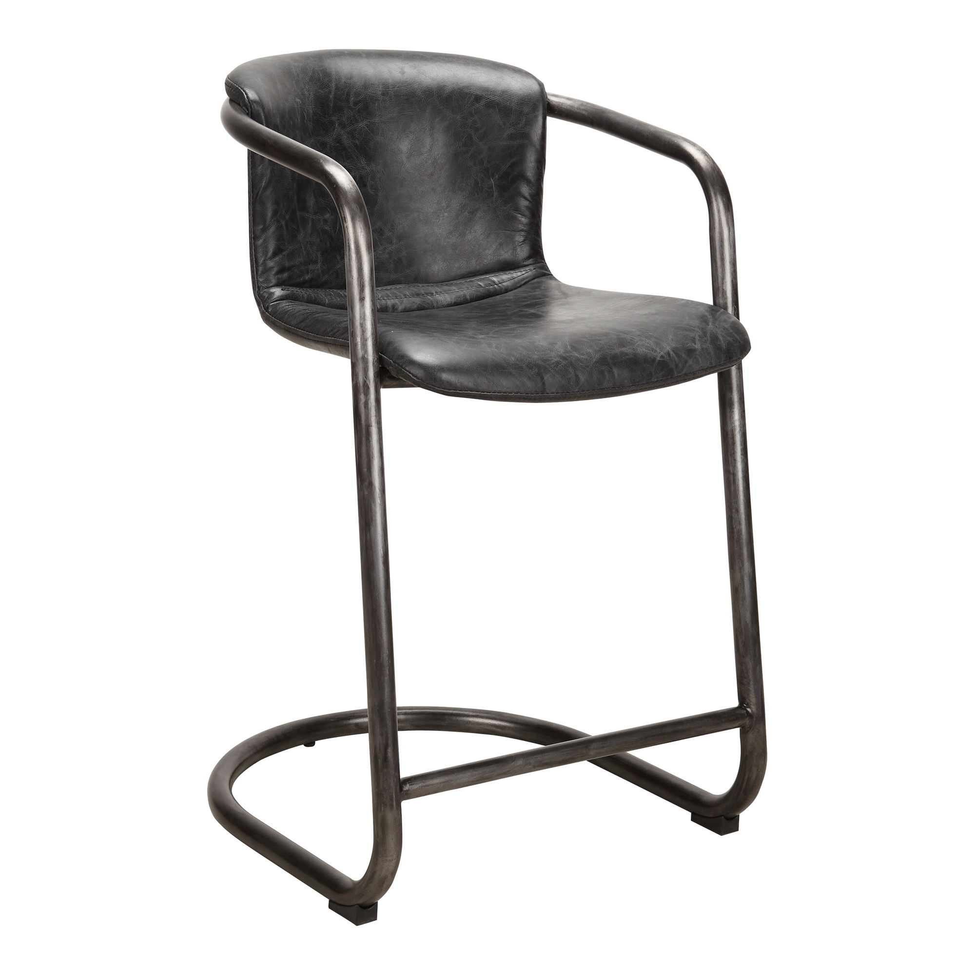 Freeman Counter Stool Onyx Black Leather - Set Of Two large image 