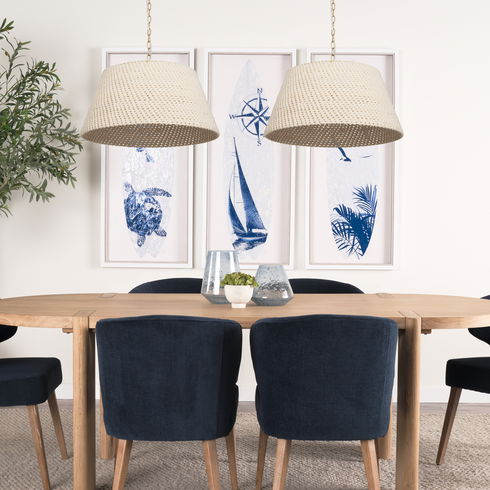 Tosha 1-Light Tapered Cotton Rope Drum Pendant