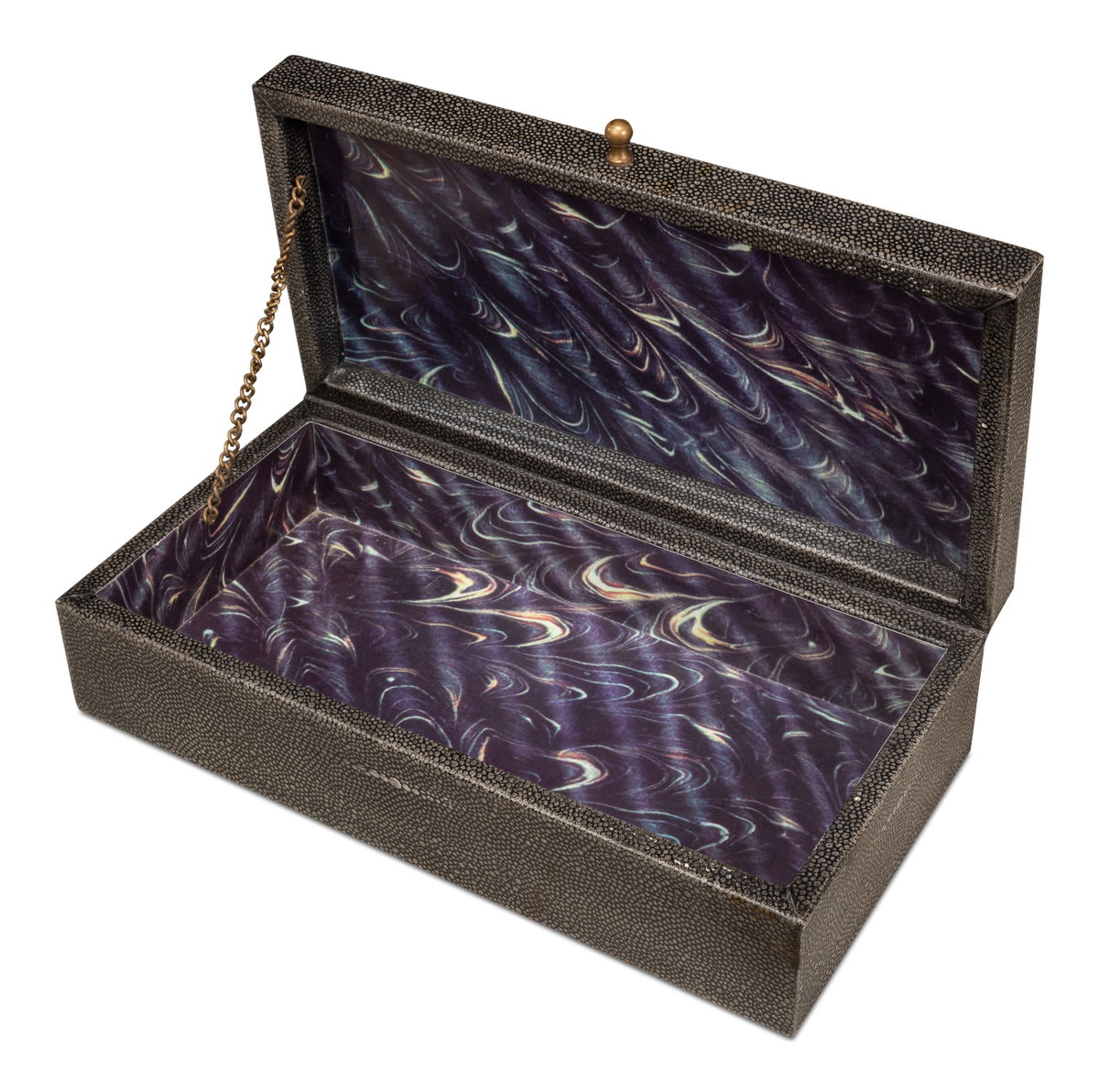 Gatsburg  Shagreen Box  Ant.Grey S/2, by Sarreid, 6" length x 1' width x 3" height View 6