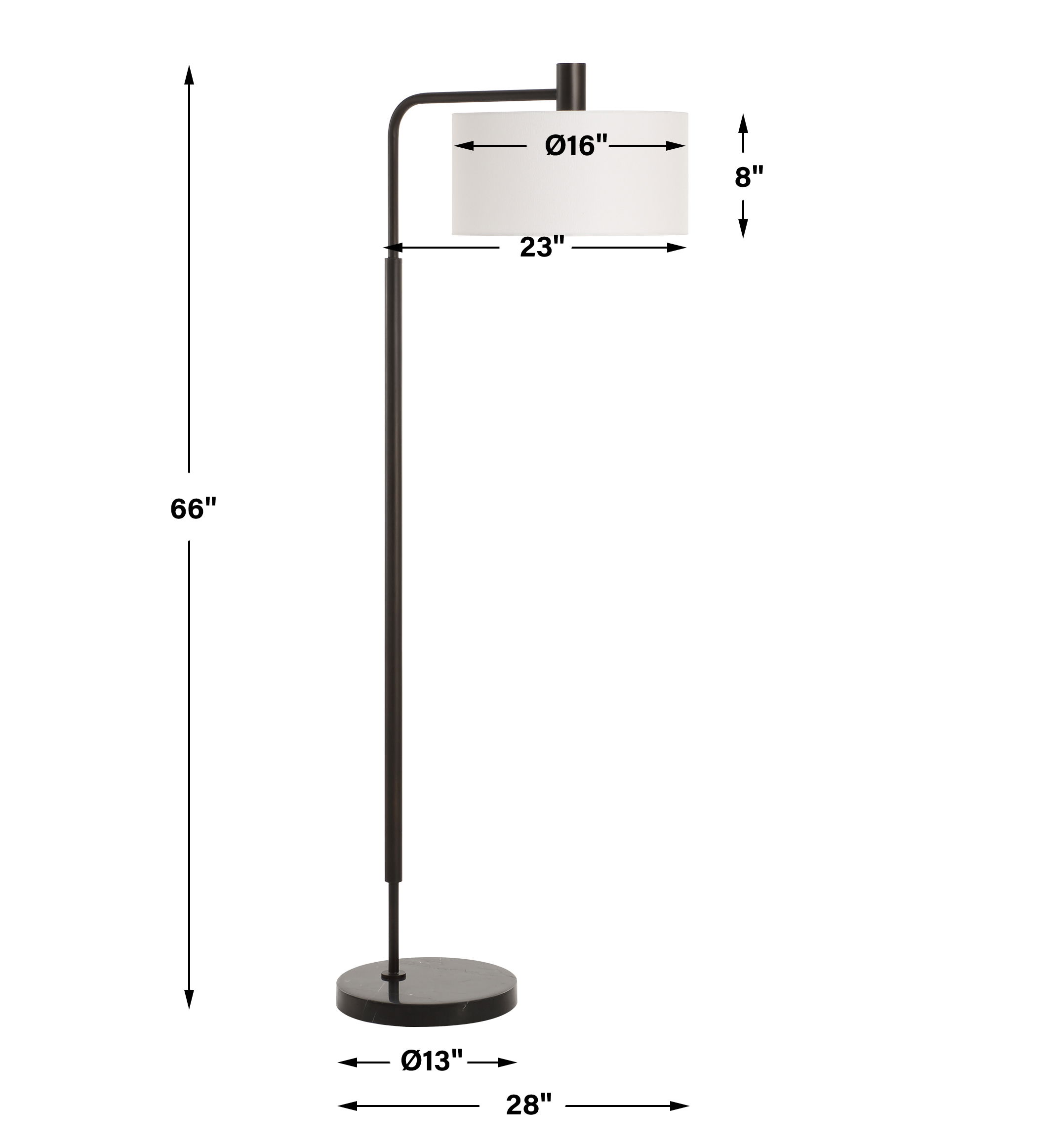 Richie Black Floor Lamp, by Uttermost, 26.25" width x 66" height x 16" depth View 3