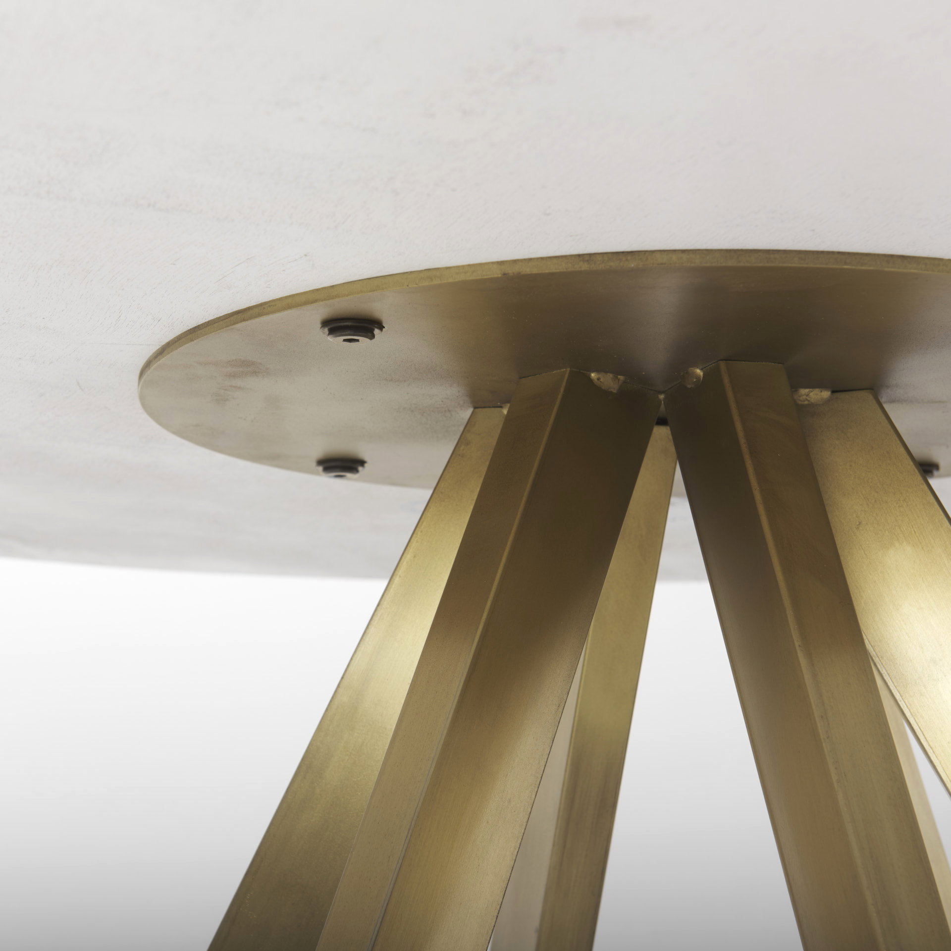 Laurent 48' Marble Top Gold Metal Base Dining Table, by Mercana, 48" length x 48" width x 30.25" height View 8