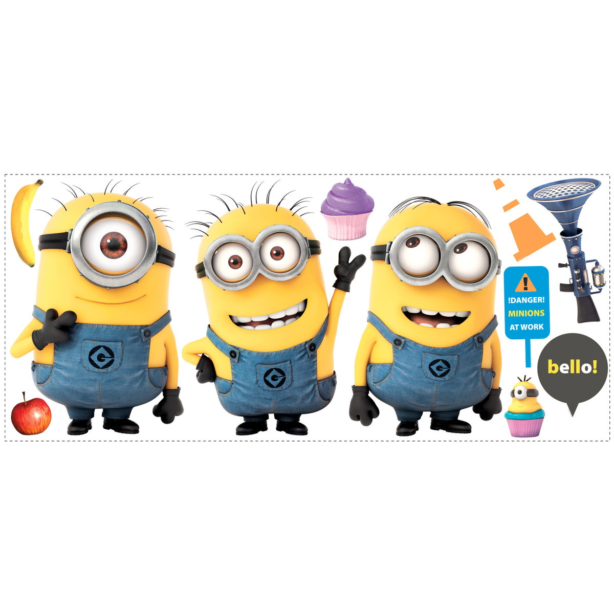 Despicable Me 2 Minions Giant Giant Wall Decals, by York Wall, 3'3.6" length x 1'6" width x 0.02" depth