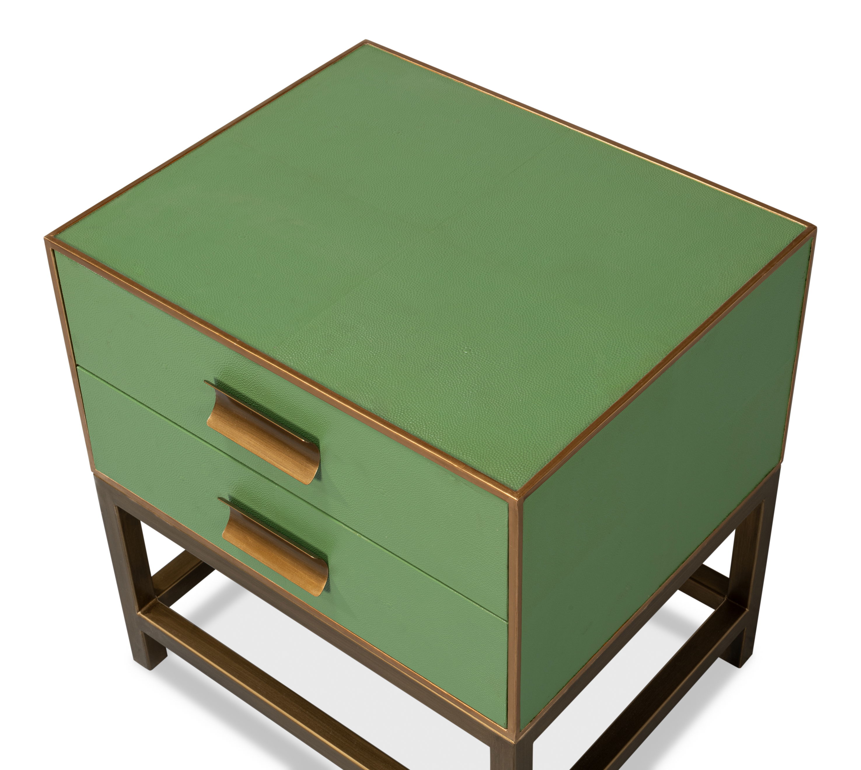 Gideon Shagreen Side Table, Watercress, Side & End Table by Sarreid, 22" length x 18" width x 24" height View 10