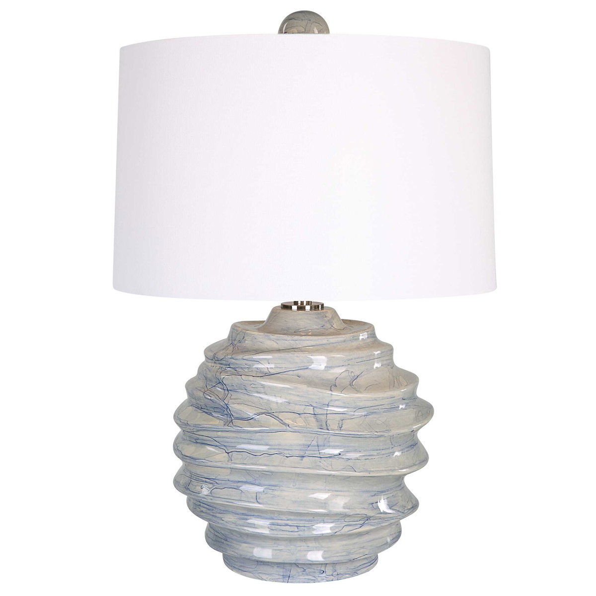 Waves Blue & White Accent Lamp, Table Lamp by Uttermost, 18" width x 26" height x 18" depth View 1