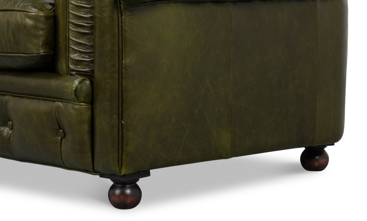 Savile Leather Chair,Green, Seating by Sarreid, 51" length x 39" width x 29" height View 7