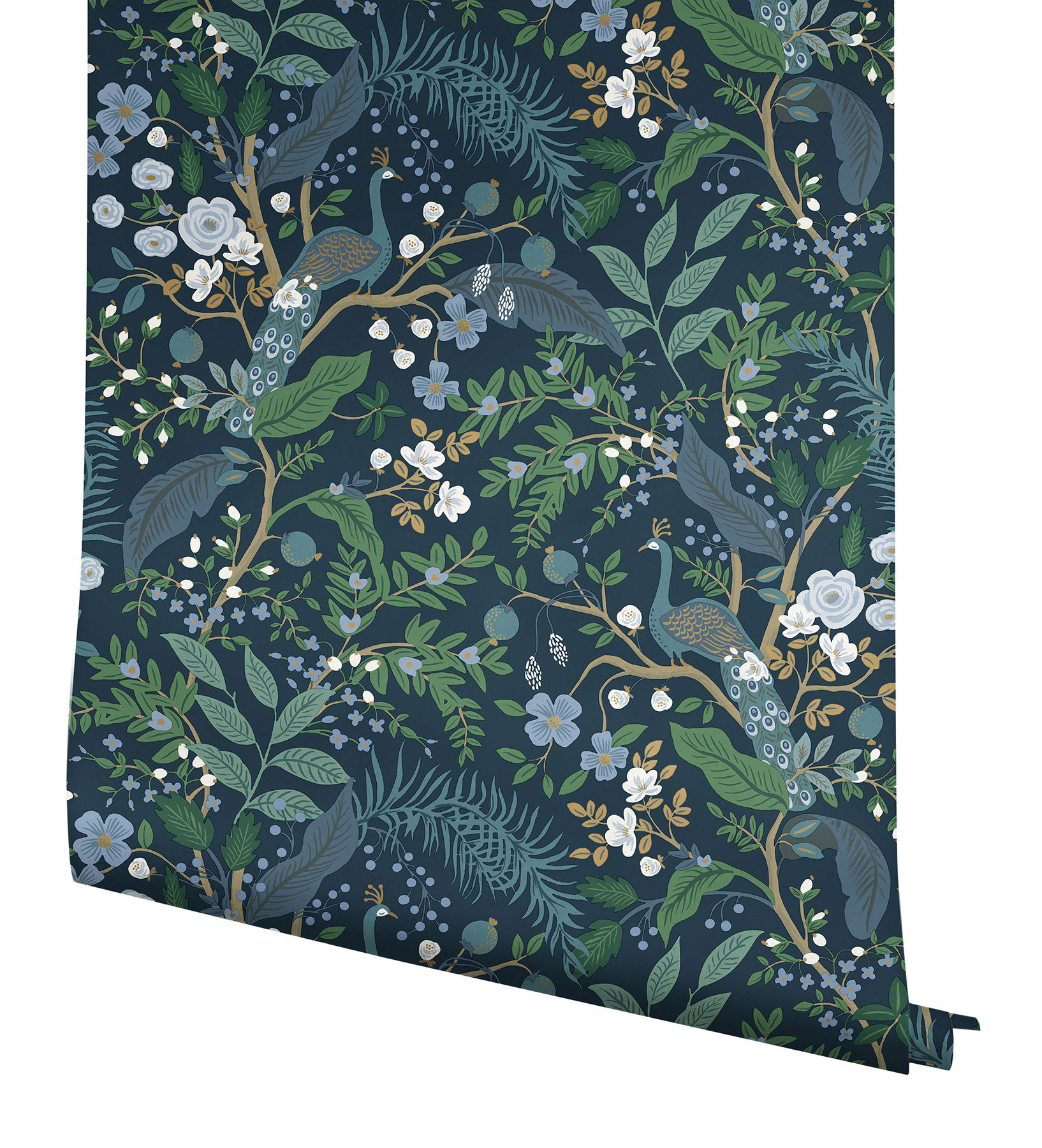 Peacock Garden Navy Peel & Stick Wallpaper large image 