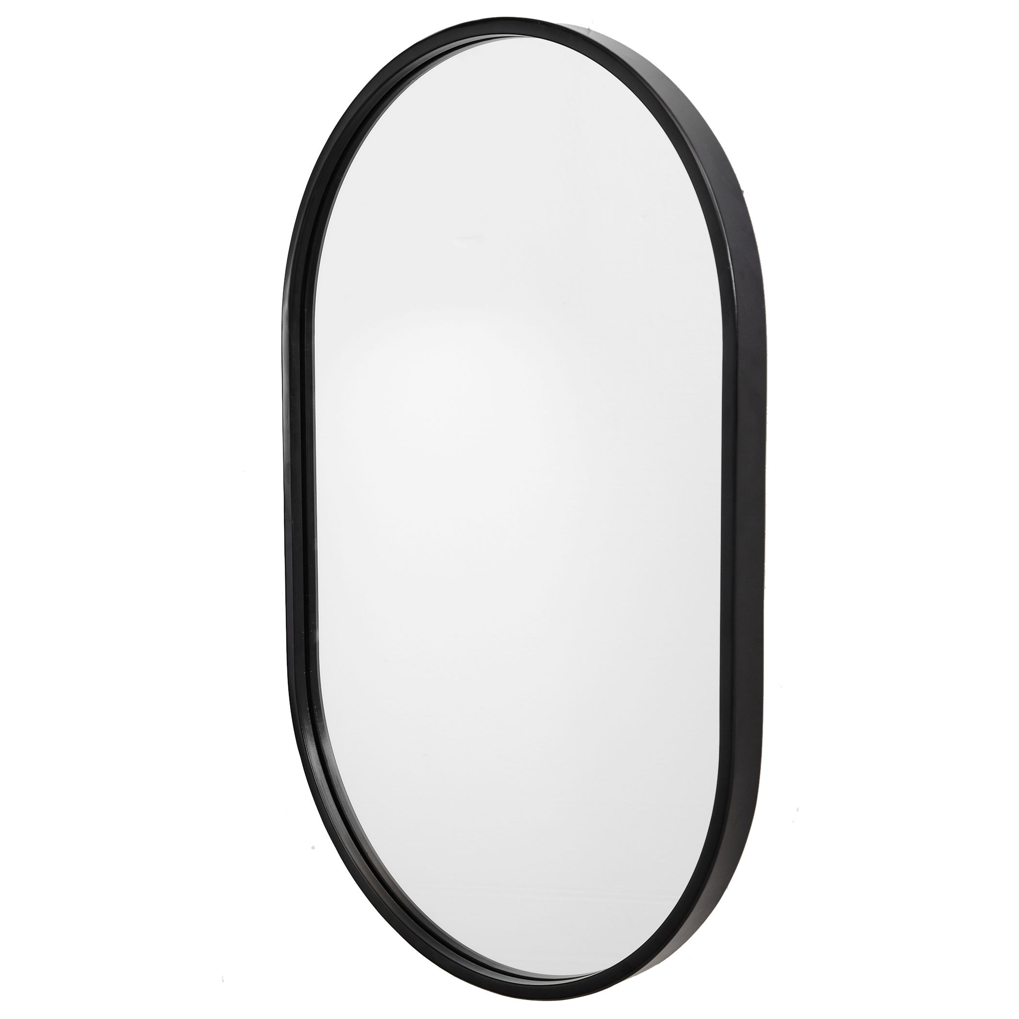 Varina Minimalist Black Oval Mirror large image 