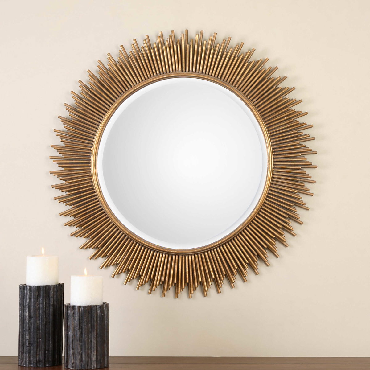 Marlo Round Gold Mirror, by Uttermost, 3' width x 3' height x 1.25" depth View 4