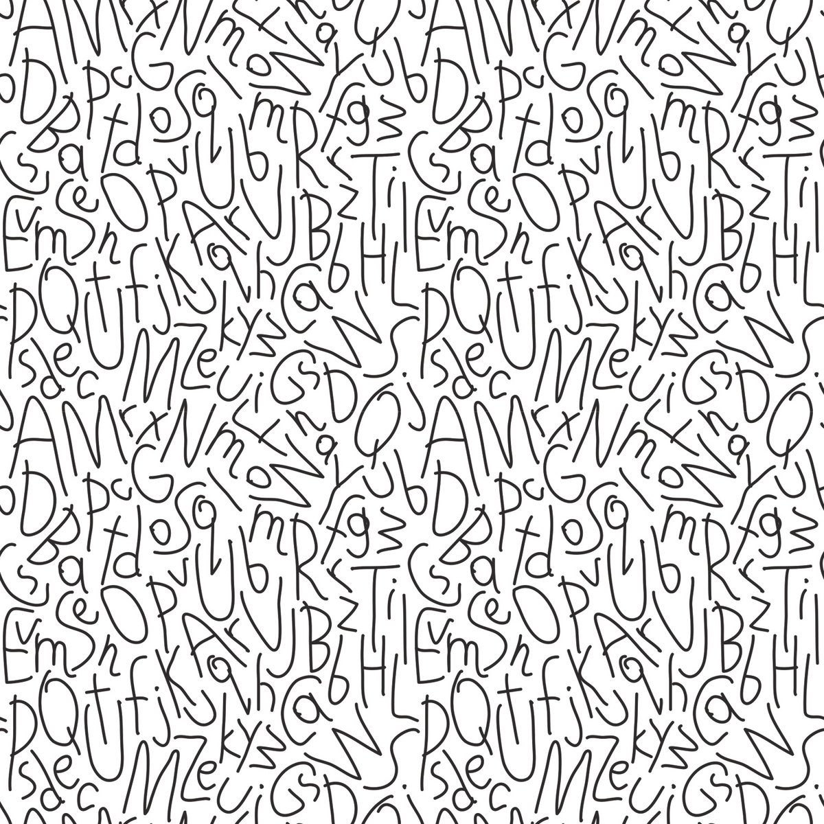 Alphabet Jumble Black Peel & Stick Wallpaper, by York Wall, 18'10.8" length x 1'6" width x 0.02" depth