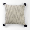 Krystal 20x20 Cream/Blue Pom Pom Pillow Cover, Decorative Pillow by Mercana, 18" length x 18" width x 0.2" height thumbnail 5
