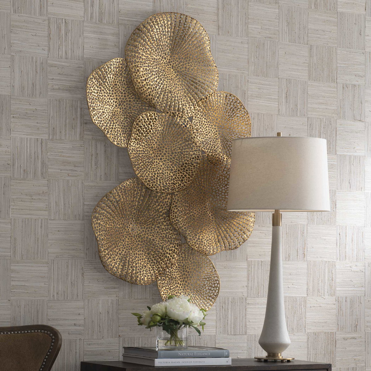 Ripley Gold Metal Wall Art, by Uttermost, 47" width x 31" height x 3" depth View 4