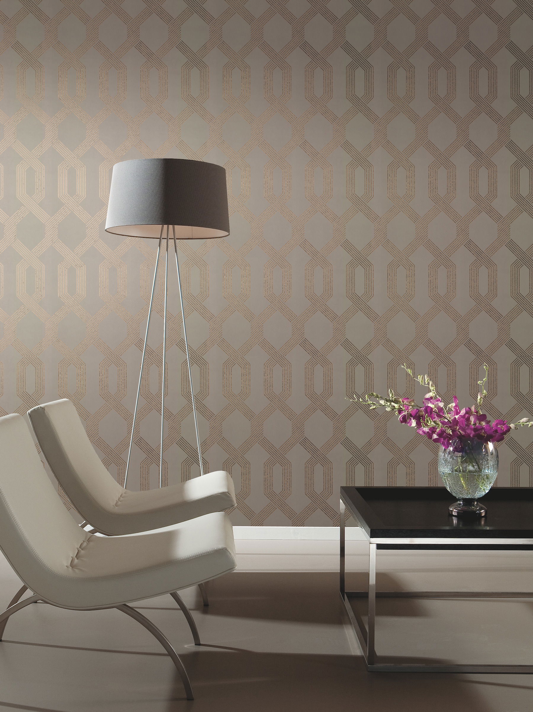 Viva Lounge Gold Metallic Wallpaper, by York Wall, 33' length x 1'9" width x 0.02" depth View 3
