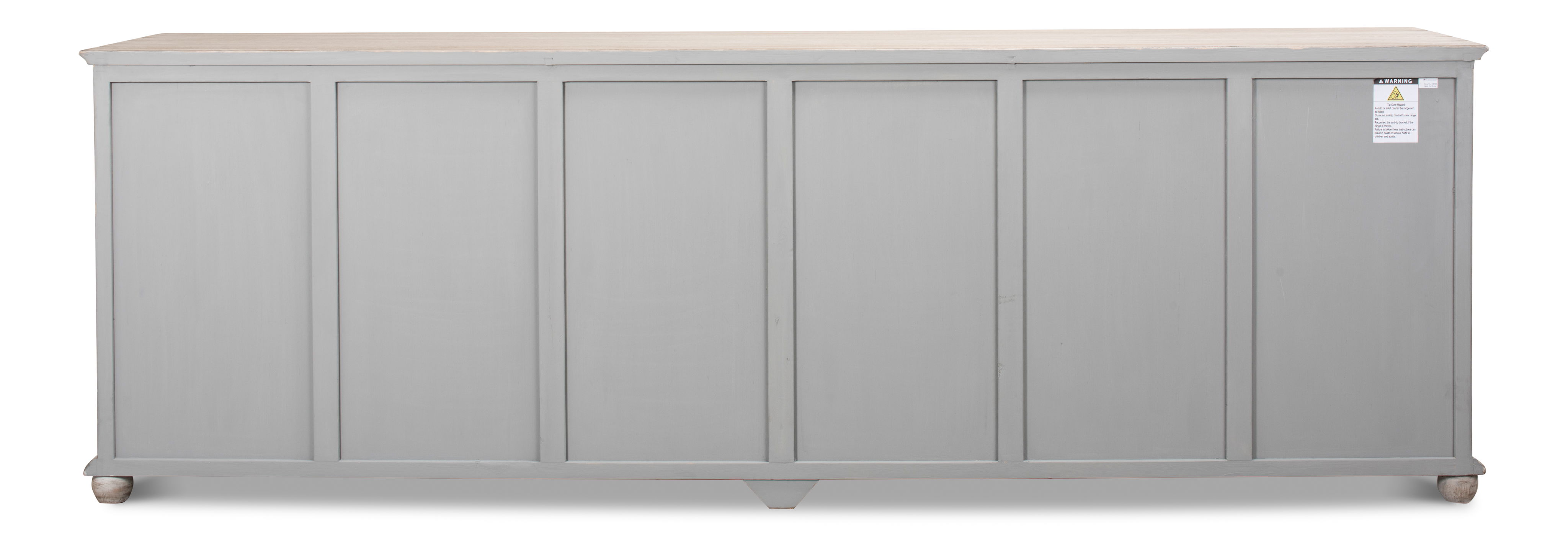 Six Diamonds Sideboard, French Grey, Cabinets & Sideboard by Sarreid, 112" length x 22" width x 37" height View 3