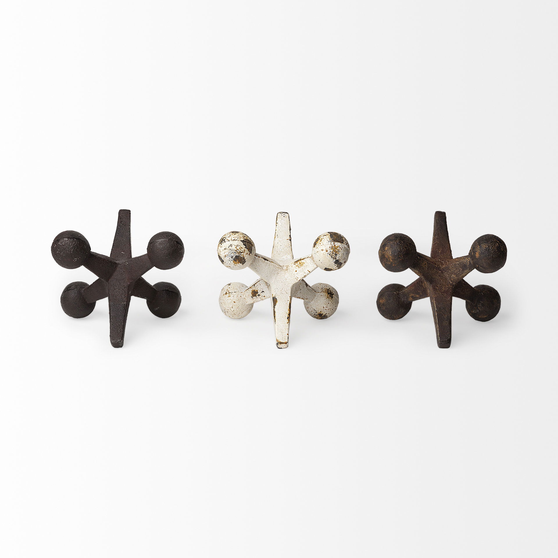 Jax Set of 3 8L x 7W Cast Iron Metal Jacks large image 