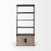 Braxton II Light Brown Wood and Iron Three Shelf Shelving Unit 41.5L x 18.5W x 9, Shelving & Bookcase by Mercana, 41.5" length x 18.5" width x 90" height thumbnail 4