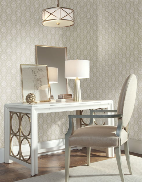 Petite Ogee Beige Wallpaper