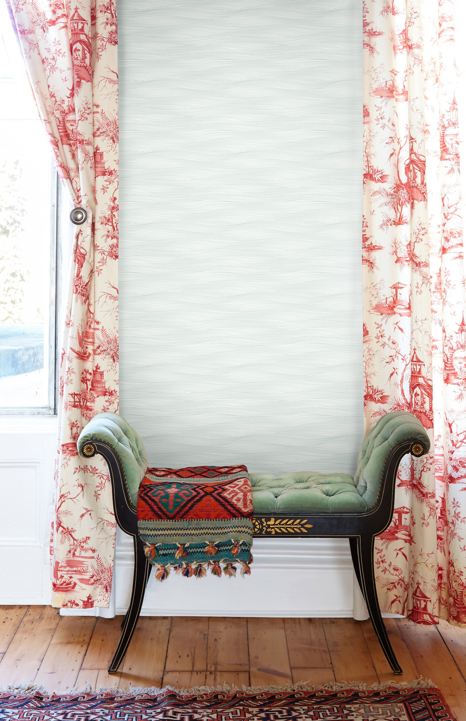 Kimono Green Wallpaper, by York Wall, 27' length x 2'3" width x 0.02" depth View 3