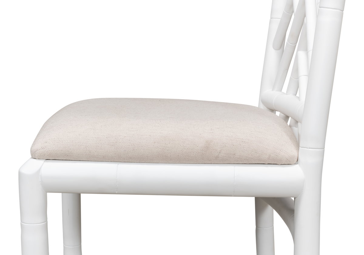 Brighton Bamboo Side Chair  White, by Sarreid, 1'10" length x 1'5" width x 3'3" height View 6