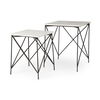 Lorlei 20.0L x 20.0W x 23.8H White Marble Top with Gray Iron Legs End and Side Table, Side & End Table by Mercana, 20" length x 20" width x 24" height thumbnail 1