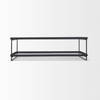 Trey 56'L x 32'W x 17'H Black Metal with Glass Coffee Table, by Mercana, 56" length x 32" width x 17" height thumbnail 6
