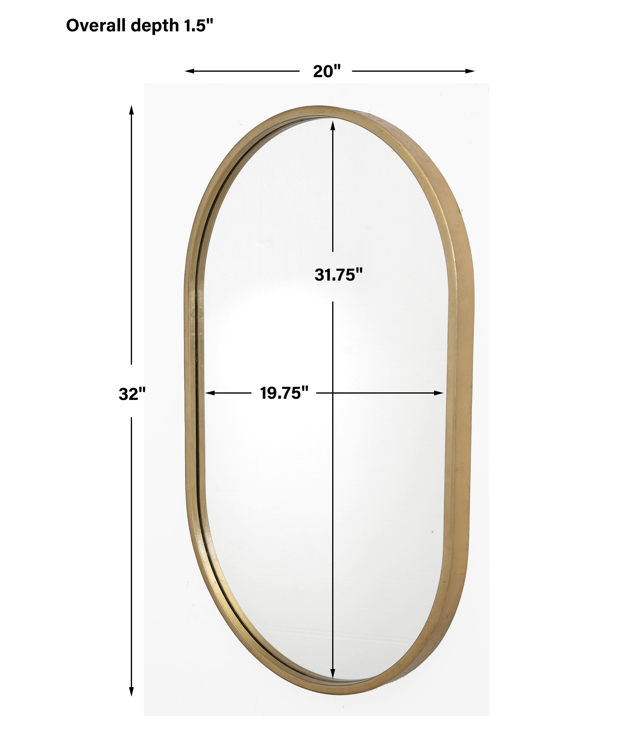 Varina Minimalist Gold Oval Mirror, by Uttermost, 20" width x 32" height x 1.5" depth View 3