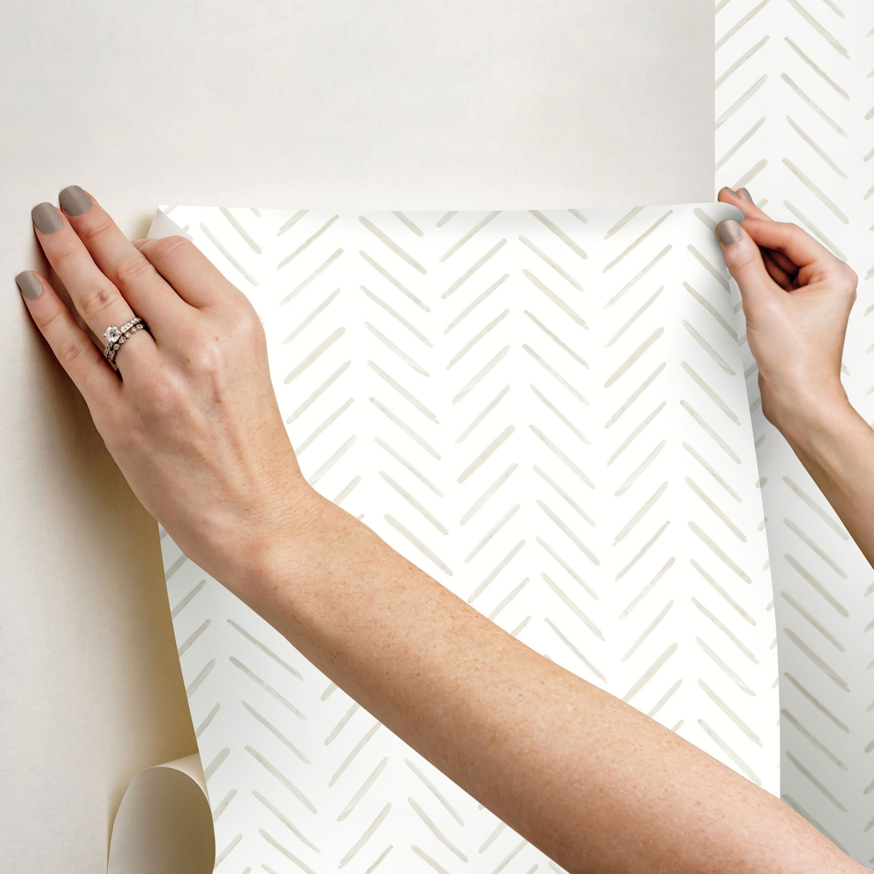 Painted Herringbone Sand Peel & Stick Wallpaper Painted Herringbone Sand Peel & Stick Wallpaper large image