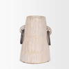 Monique Small Light Brown with Handles Wood Pot, Decorative Jar by Mercana, 5" length x 5" width x 7" height thumbnail 3