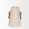 Monique Small Light Brown with Handles Wood Pot, Decorative Jar by Mercana, 5" length x 5" width x 7" height thumbnail 3