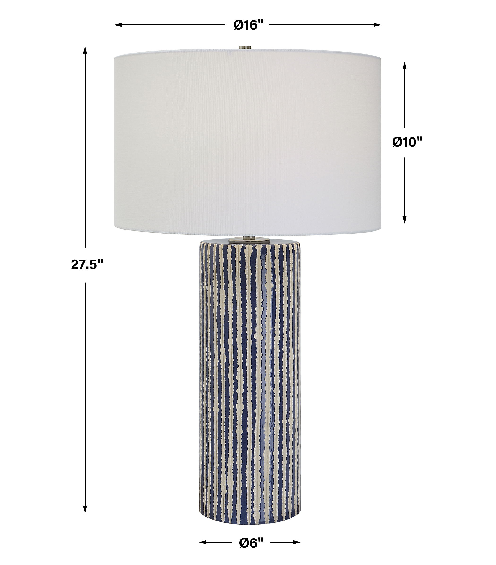 Havana Blue Table Lamp, by Uttermost, 16" width x 27.5" height x 16" depth View 3