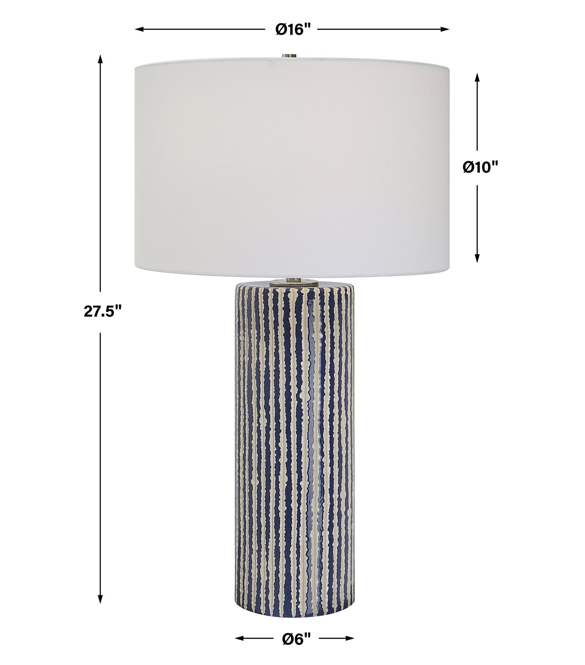 Havana Blue Table Lamp, by Uttermost, 16" width x 27.5" height x 16" depth View 3