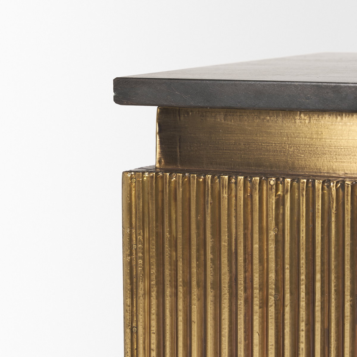 Satima Black Marble with Gold Metal Square Fluted Accent Table, Side & End Table by Mercana, 16" length x 16" width x 22" height View 9