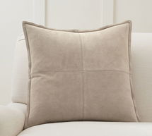 Online Designer Other Pieced Suede Pillow & Down Feather Insert Bundle, 20" x 20", Stone