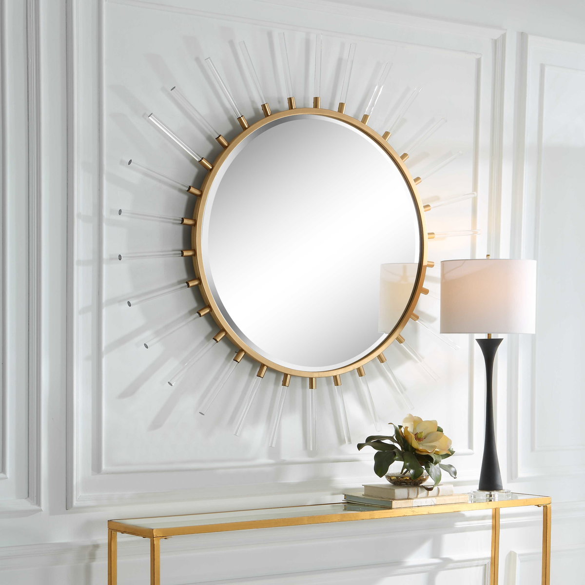 Oracle Round Starburst Mirror, by Uttermost, 55.25" width x 55.25" height x 1.5" depth View 4