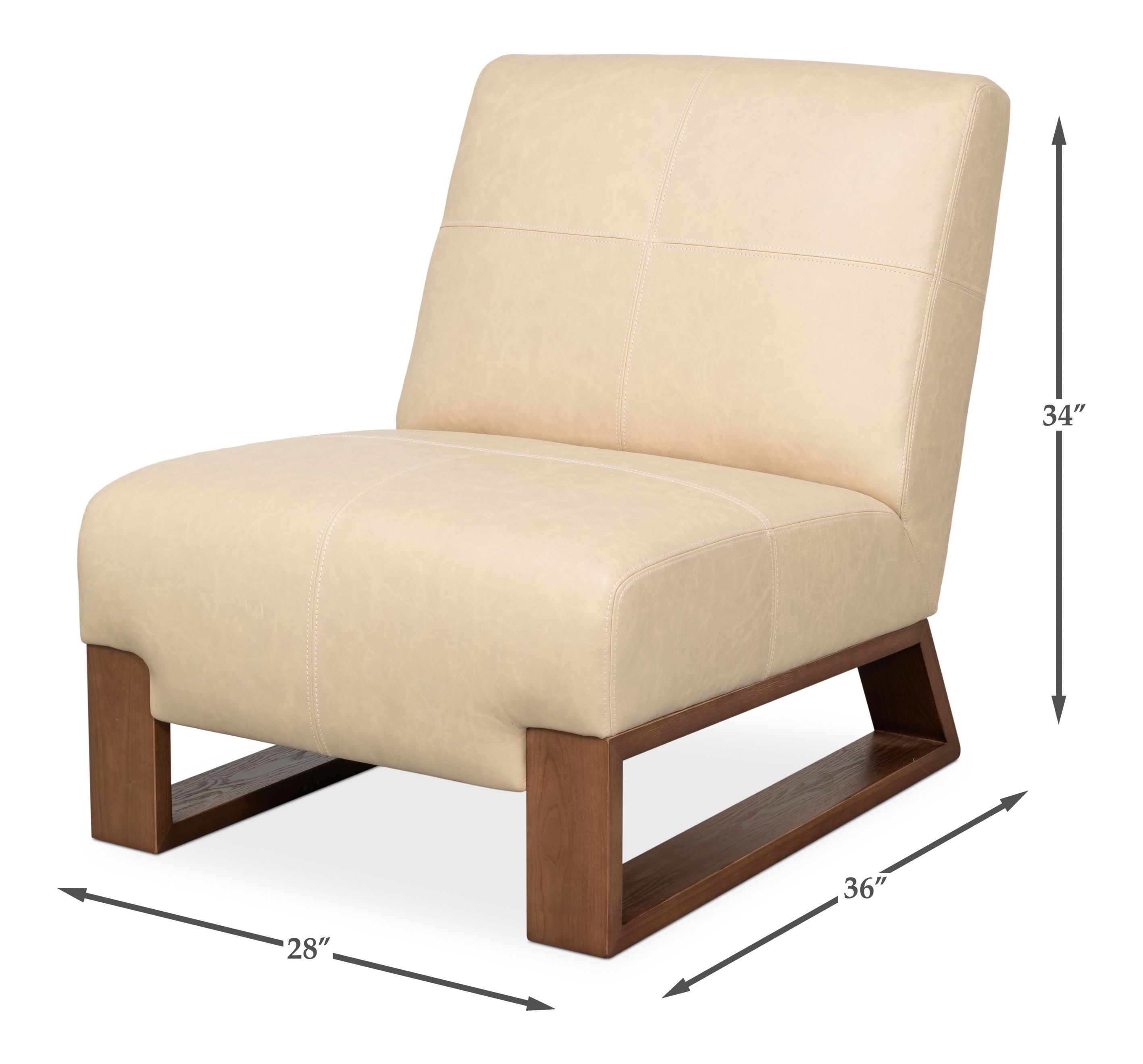 Wylam Leather Chair Cappucino White, Seating by Sarreid, 28" length x 36" width x 34" height View 13