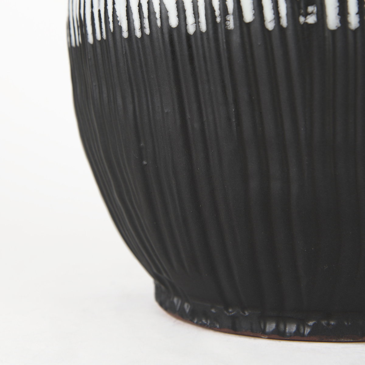 Tanami II Short Dark Brown/White Glazed Ceramic Vase, by Mercana, 8" length x 8" width x 13" height View 8