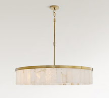 Online Designer Home Office Windham Alabaster Tile Round Chandelier, Tumbled Brass