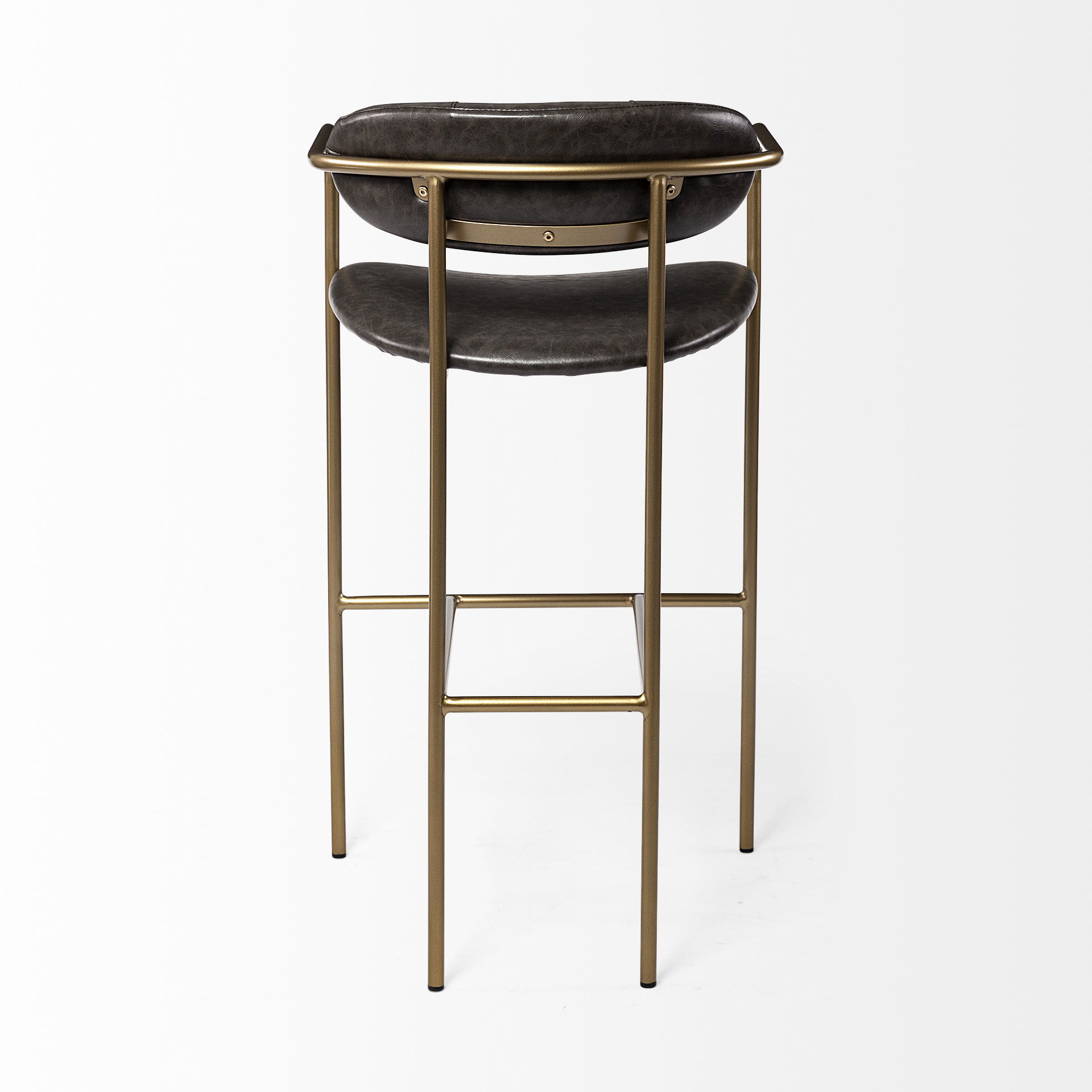 Parker Brown Faux Leather Seat Gold Metal Bar Stool large image 