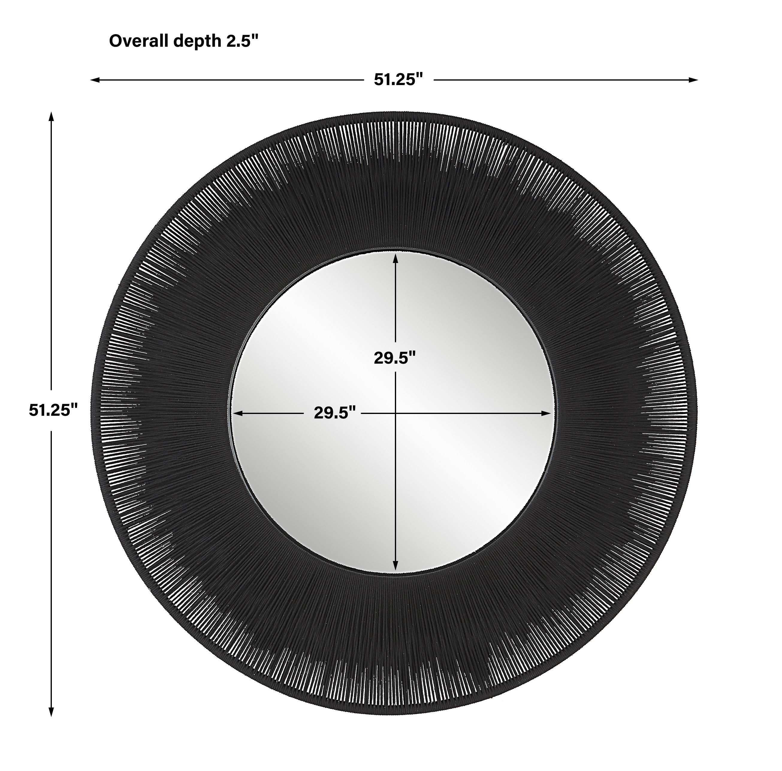 Sailor's Knot Black Round Mirror, by Uttermost, 51.25" width x 51.25" height x 2.5" depth View 3